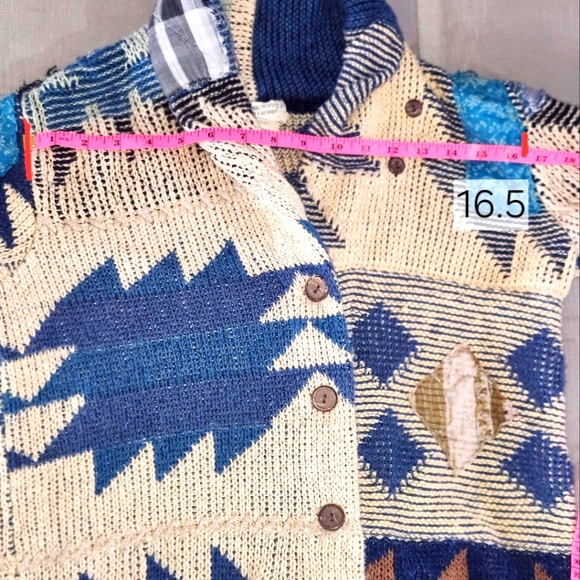 SOLD: Vintage Ralph Lauren Cardigan Patchwork Shawl Sweater Coat Quilt Sweater - Picture 7 of 10